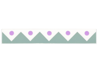 Tile 1 x 6 with Sand Green Edge Triangles and 5 Lavender Dots Pattern
