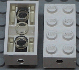 Brick, Modified 2 x 4 with Wheels Holder, Trans-Clear Bottom