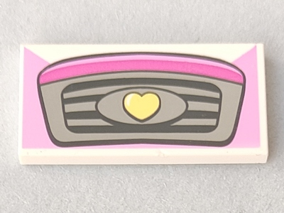 Tile 2 x 4 with Car Front Grille with Bright Light Yellow Heart Pattern