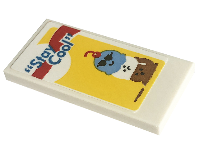 Tile 2 x 4 with 'Stay Cool' and Ice Cream Scoops Pattern (Sticker) - Set 60253