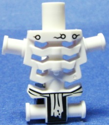 Torso Skeleton, Angular Rib Cage with Black Holes and Cracks and White Loincloth Pattern