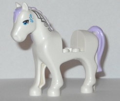 Horse with 2 x 2 Cutout with Blue Eyes and Face Decoration, Lavender Mane and Tail Pattern