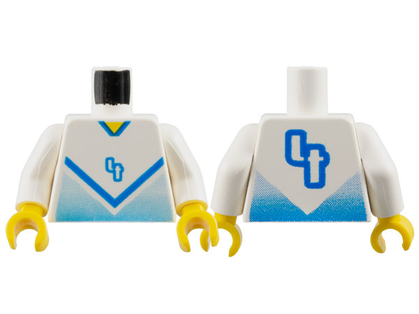 Torso Soccer Blue Chevron, Number 4, and Yellow Neck Pattern / White Arms / Yellow Hands