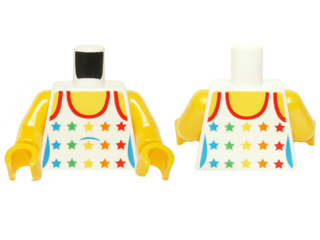 Torso City Female White Top with Rainbow Stars Pattern / Yellow Arms / Yellow Hands