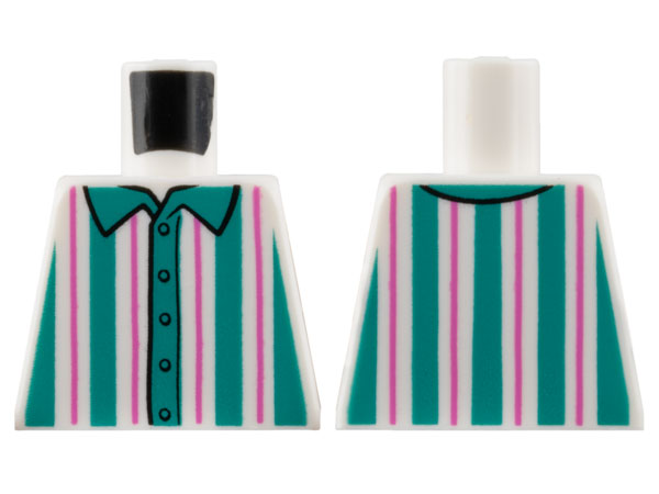 Torso Shirt with Dark Turquoise and Dark Pink Vertical Stripes Pattern