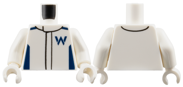 Torso Racing Suit with Dark Blue Shoulders, Sides and Williams Formula 1 Logo Stylized Capital Letter W Pattern / White Arms / White Hands