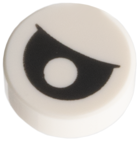 Tile, Round 1 x 1 with Black Eye Partially Closed with Centered Pupil Pattern