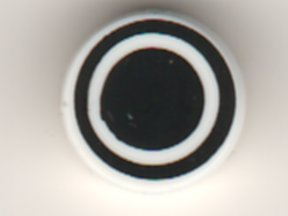 Tile, Round 1 x 1 with Black Circle and Black Ring Pattern