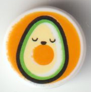 Tile, Round 1 x 1 with Avocado on Orange Background Pattern