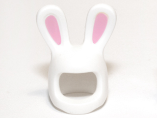 Minifigure, Headgear Head Cover, Costume Bunny Ears with Bright Pink Auricles Pattern