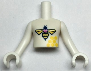 LEGO part Torso Mini Doll Girl Bee and Honeycomb Pattern, White Arms with Hands FTGpb339c01