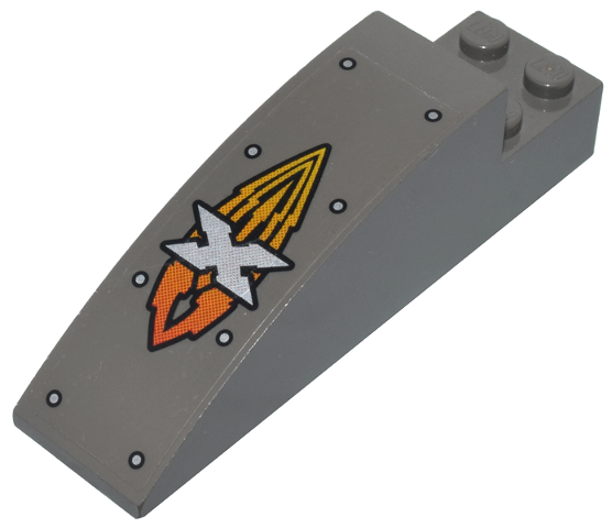 Slope, Curved 8 x 2 x 2 with 4 Recessed Studs with Island Xtreme Stunts Logo Pattern (Sticker) - Set 6738