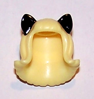 Minifigure, Hair Female Mid-Length Flipped Ends, Short Bangs, with Black Cat Ears Pattern