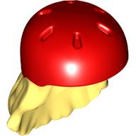 Mini Doll, Hair Combo, Hair with Hat, Long with Molded Red Bicycle Helmet Pattern