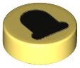 Tile, Round 1 x 1 with Black Eye with Partially Closed Straight Eyelid Pattern