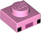 Platta 1 x 1 con Motivo 2 Quadrati Neri e Rettangolo Magenta (Viso Axolotl Minecraft)