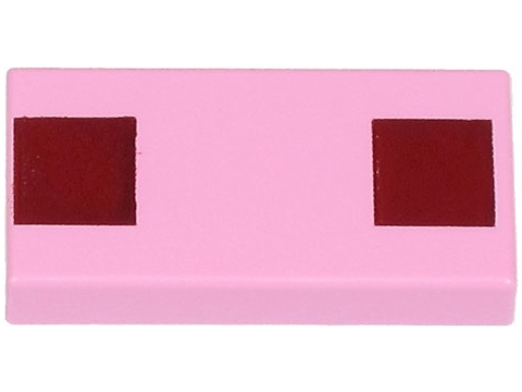 Tile 1 x 2 with Two Dark Red Squares Pattern (Minecraft Pig Nostrils)