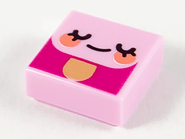 Tile 1 x 1 with Emoji Face, Eyes Closed and Coral Cheeks Pattern