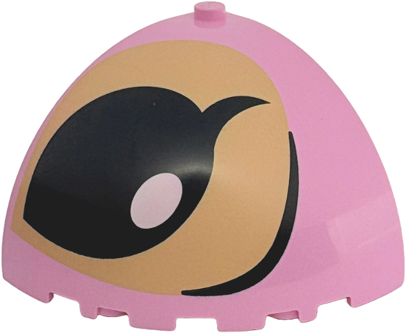 Brick, Round Corner 5 x 5 x 3 1/3 Dome Top with Tan Patch, Black Eyebrow and Eye Open with White Glint Pattern Model Right Side
