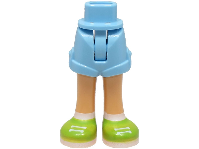 Mini Doll Hips and Shorts with Molded Medium Tan Legs and Printed Lime Shoes with White Laces, Soles and Socks Pattern - Thin Hinge