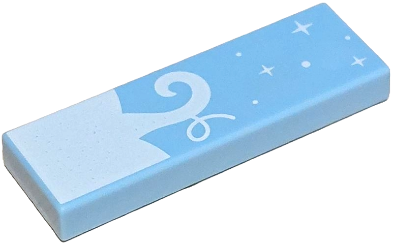 Tile 1 x 3 with White Pumpkin Part, Dots and Sparkles Pattern