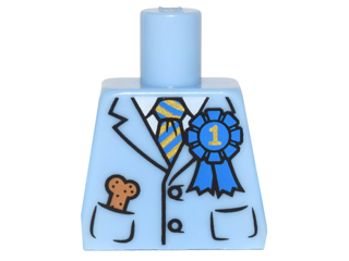 LEGO part Torso Suit Jacket with Blue and Gold Striped Tie, Blue 1st Place Ribbon, Dog Treat Bone in Pocket Pattern 973pb2398