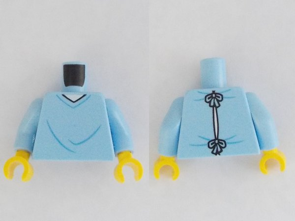 Torso Hospital Gown with V-Neck and Wrinkles Pattern / Bright Light Blue Arms / Yellow Hands