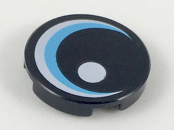 Piastrella, Rotonda 2 x 2 con Supporto Bottone Inferiore con Grande Occhio con Riflesso Bianco e Iride Azzurra Media Motivo