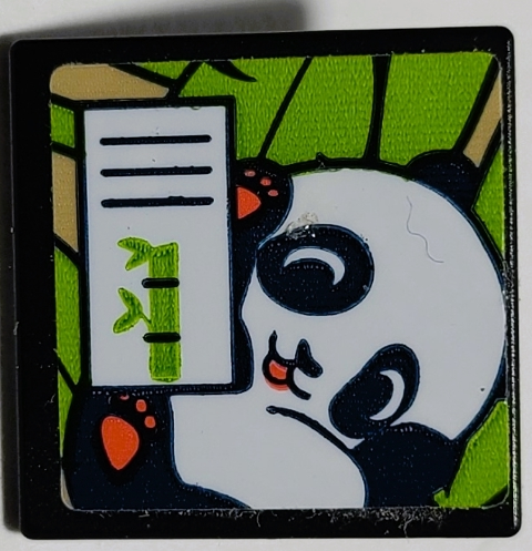 Road Sign 2 x 2 Square with Open O Clip with Baby Panda Pattern (Sticker) - Set 41422