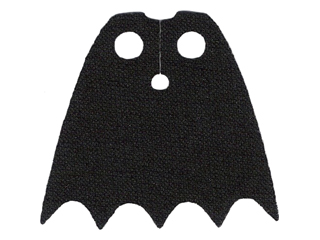 Cape Figurine Tissu avec Trous Supérieurs et Bas Festonné 5 Pointes (Batman), Long, Encolure Circulaire Coupée - Tissu Extensible Spongieux