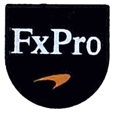 Tegel, Rond 1 x 1 Halve Cirkel Uitgebreid met Wit 'FxPro' en Oranje McLaren Logo Patroon