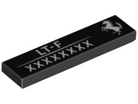 Piastrella 1 x 4 con Motivo Logo Ferrari Cavallo Bianco, 'LT-F' e Numero di Serie a 8 Cifre