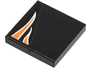 Tile 2 x 2 with Orange Flames on Black Background Pattern Model Right Side (Sticker) - Set 8125
