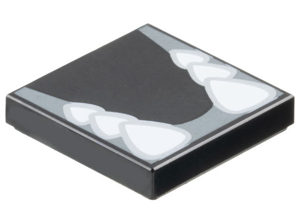 Tile 2 x 2 with Sharp White Teeth in Dark Bluish Gray Gums Pattern (Super Mario Dry Bowser Lower Jaw)