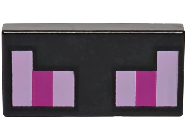 Tile 1 x 2 with Pixelated Pink and Magenta Eyes Pattern (Minecraft Dragon)