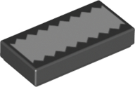 Tile 1 x 2 with White Stripe with Zigzag Edges Pattern
