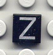 Tile 1 x 1 with Silver Capital Letter Z Pattern