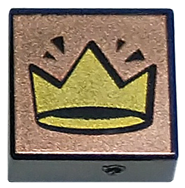 Tile 1 x 1 with Gold Crown on Copper Background Pattern