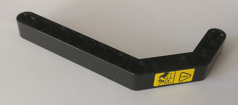 Technic, Liftarm, Modified Bent Thick 1 x 11.5 Double with Yellow Danger Sign Pattern (Sticker) - Set 42082