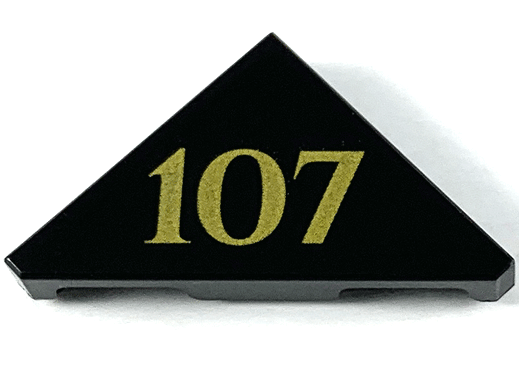 Tile, Modified 2 x 2 Triangular with Gold '107' Pattern
