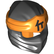 Minifigure, Headgear Ninjago Wrap Type 4 with Molded Orange Headband and Printed Black Ninjago Logogram Letter C Pattern