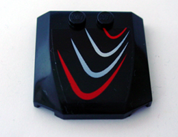 Wedge 4 x 4 x 2/3 Triple Curved with Red and Bluish Silver Curves Pattern Model Right (Sticker) - Set 8669