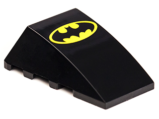 Wedge 4 x 4 Triple Curved No Studs with Large Batman Logo Pattern (Printed)
