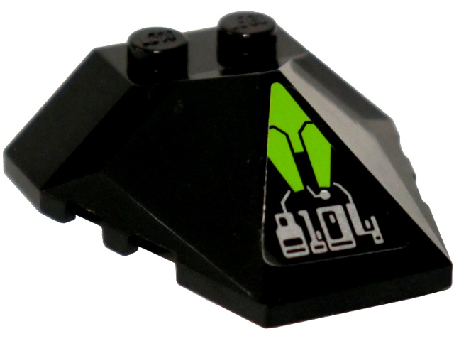 Wedge 4 x 4 x 1 1/3 Pyramid Center with Lime Diamond and Silver '8104' Circuitry Pattern (Sticker) - Set 8104