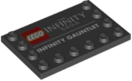 Tile, Modified 4 x 6 with Studs on Edges with 'THE INFINITY SAGA' and 'INFINITY GAUNTLET' Pattern