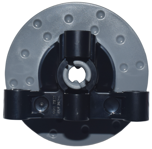Technic, Steering Axle with 2 Pin Holes and 2 Arms with Axle Holes without Slots (Reinforced) with Dark Bluish Gray Wheel Hub 3 Pin Holes Round (65766 / 35189)