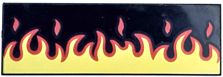 Tile 2 x 6 with Red and Yellow Flames Pattern