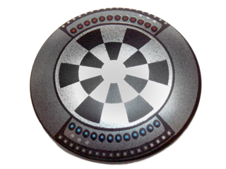 Minifigure, Shield Circular Convex Face with Dart Board (Dejarik Hologame Board) Pattern