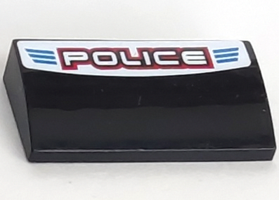 Slope, Curved 2 x 4 x 2/3 with Bottom Tubes with 'POLICE' Red Outline and Blue Lines Pattern (Sticker) - Set 8301