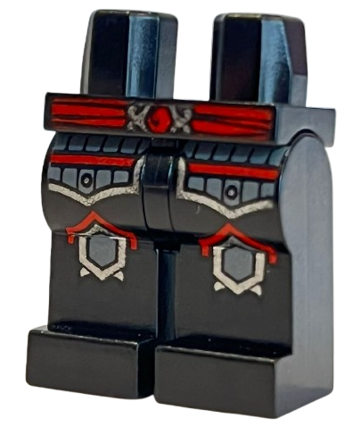 Hips and Legs with Red Belt, Silver Outlined Gray Armor and Knee Pads Pattern